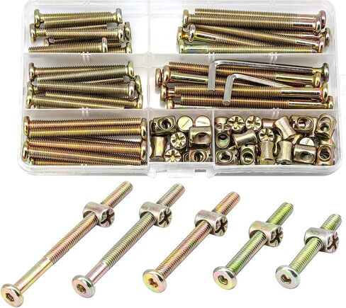 82pcs/مجموعة M6 مقبس السداسي مقبس رأس البراغي الأثاث مسامير البراغي مطلي بالزنك مطلي البراغي ومكسرات البرميل مجموعة متنوعة لخزانة سرير in Saudi Arabia