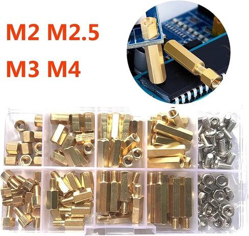 M2 M2.5 M3 M4 Hex Brass Standoff PCB Motherboard Spacer Screw Nut Kit Thread Support Pillar Bolt for PCB Circuit Board Computer(M3 Male (210pcs)) in Saudi Arabia