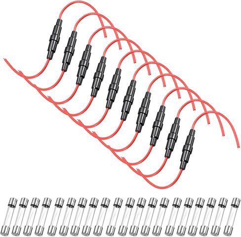 UXCELL 5 PCS 6x30MM مضمّن نوع المسمار حامل الصمامات 16 GAUGE AWG RED WIRE مع 10 PCS 10A الصمامات الزجاجية السريعة in Kuwait