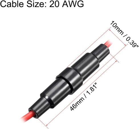 UXCELL 5 PCS 6x30MM مضمّن نوع المسمار حامل الصمامات 16 GAUGE AWG RED WIRE مع 10 PCS 10A الصمامات الزجاجية السريعة in Kuwait