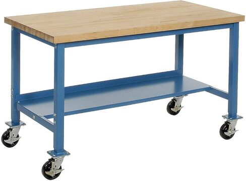 Workbench Global Industrial Mobile Workbench ، Maple Butcher Block Square Edge ، 48 "W × 30" D ، Blue in Saudi Arabia