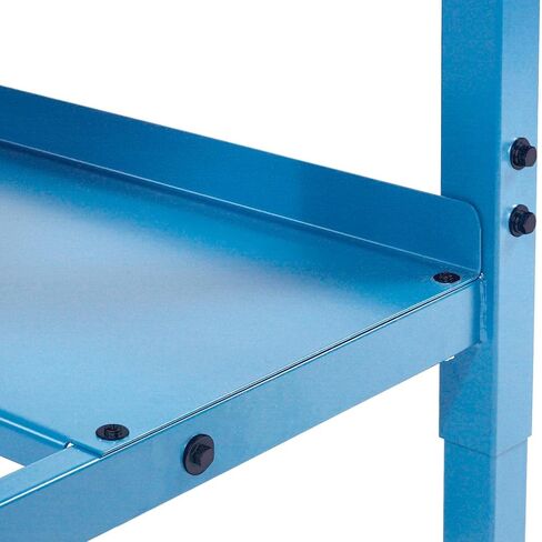 Global Industrial Mobile Workbench with Power Apron, Maple Block Safety Edge, 72" W x 36" D, Blue in Saudi Arabia