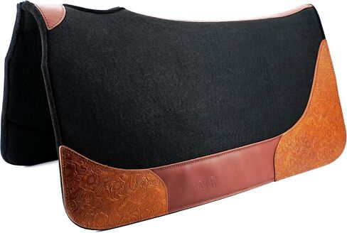 Jeereal 32"x34" Western Horse Saddle Pad,100% Wool Blend Felt 3/4" Thick (Black) in Saudi Arabia