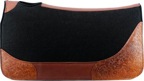 Jeereal 32"x34" Western Horse Saddle Pad,100% Wool Blend Felt 3/4" Thick (Black) in Saudi Arabia