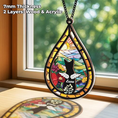 6 "Angel Dog Memorial Suncatcher ، زخرفة تذكارية للحيوانات الأليفة المحفورة ، سلسلة مفاتيح تعاطف الحيوانات الأليفة ، فقدان بطاقة تعاطف الحيوانات ، هدية خسارة الكلب قوس قزح ، Hello Hello Hellest Wovidbye PS190 in Kuwait