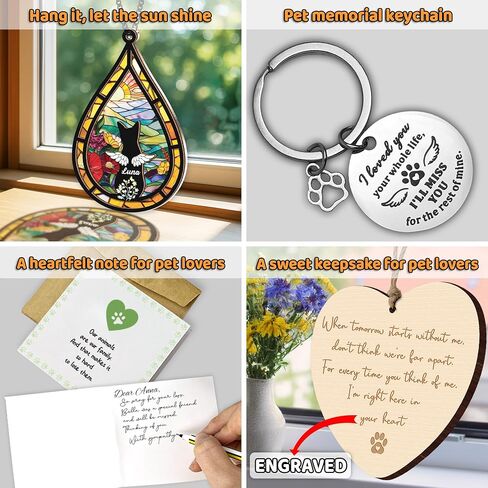 6 "Angel Dog Memorial Suncatcher ، زخرفة تذكارية للحيوانات الأليفة المحفورة ، سلسلة مفاتيح تعاطف الحيوانات الأليفة ، فقدان بطاقة تعاطف الحيوانات ، هدية خسارة الكلب قوس قزح ، Hello Hello Hellest Wovidbye PS190 in Kuwait