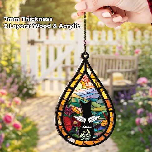 6 "Angel Dog Memorial Suncatcher ، زخرفة تذكارية للحيوانات الأليفة المحفورة ، سلسلة مفاتيح تعاطف الحيوانات الأليفة ، فقدان بطاقة تعاطف الحيوانات ، هدية خسارة الكلب قوس قزح ، Hello Hello Hellest Wovidbye PS190 in Kuwait