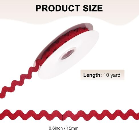 1-Roll Rick Rack Trim, 10 Yard 15mm / 0.6 Inch Wave Bending Fringe Trimming Ribbon for Sewing/DIY Crafts/Clothes/Decoration, Polyester RIC Rac Trim [White] in Saudi Arabia