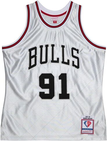Mitchell & Ness Mens Chicago Bulls 75Th Platinum Scoop Neck Sleeveless Replica Jersey Basketball Casual - Silver - Size S in Kuwait