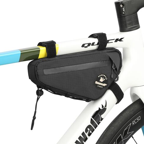 حقيبة Rhinowalk Bicycle Triangle Bag Cosmopolis Series خفيفة الوزن حزمة حقيبة إطار للدراجة الحضرية تحت إكسسوارات ركوب الأنبوب العلوي (الأسود) in Kuwait