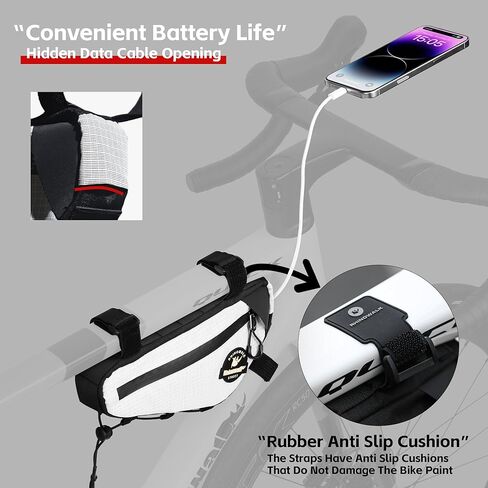 حقيبة Rhinowalk Bicycle Triangle Bag Cosmopolis Series خفيفة الوزن حزمة حقيبة إطار للدراجة الحضرية تحت إكسسوارات ركوب الأنبوب العلوي (الأسود) in Kuwait