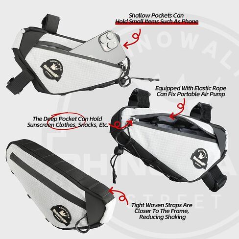 حقيبة Rhinowalk Bicycle Triangle Bag Cosmopolis Series خفيفة الوزن حزمة حقيبة إطار للدراجة الحضرية تحت إكسسوارات ركوب الأنبوب العلوي (الأسود) in Kuwait