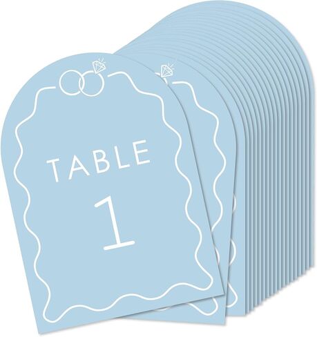 مجموعة كبيرة من السعادة خواتم الزفاف الأزرق الأزرق أرقام ، المشاركة وديكور حفل الذكرى ، قطع الزفاف ، بطاقات 5 × 7 بوصات على الوجهين ، أرقام الطاولة-1-20 in Kuwait