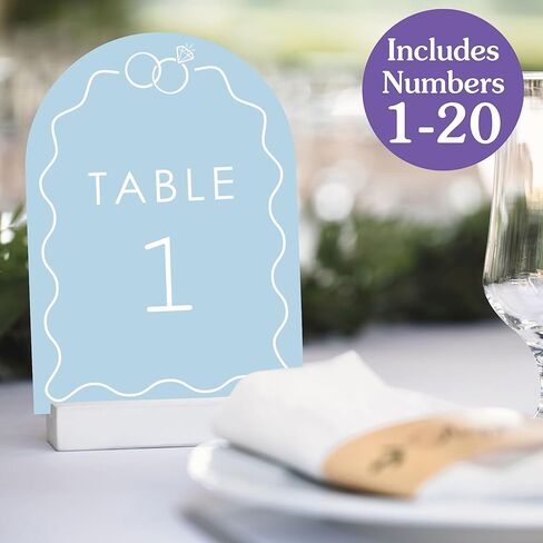 مجموعة كبيرة من السعادة خواتم الزفاف الأزرق الأزرق أرقام ، المشاركة وديكور حفل الذكرى ، قطع الزفاف ، بطاقات 5 × 7 بوصات على الوجهين ، أرقام الطاولة-1-20 in Kuwait