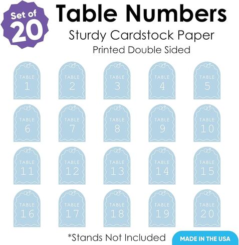 مجموعة كبيرة من السعادة خواتم الزفاف الأزرق الأزرق أرقام ، المشاركة وديكور حفل الذكرى ، قطع الزفاف ، بطاقات 5 × 7 بوصات على الوجهين ، أرقام الطاولة-1-20 in Kuwait