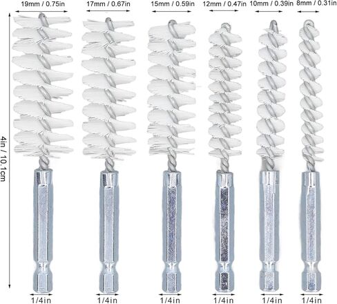 تنظيف فرشاة بتنظيف الأسلاك ببت فرشاة حفر سلك الفرشاة NIIYEN 6pcs Bore Brush 4in Proof Proof Twisted Wire Cleanting مع 1/4in hex shank لسائق تأثير الحفر الكهربائية (سلك نحاسي)) in Kuwait