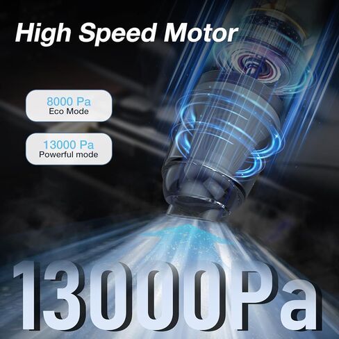 Car Handheld Vacuum Cordless 13000 PA Suction Power, Portable Mini Vacuum Cleaner for Car Home Office and Pet Hair, Black in Saudi Arabia