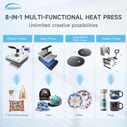 15" x 15" Heat Press Machine - 360 Degree Rotating T-Shirt Press Machine - 6 in 1 Heat Transfer Machine for T-Shirts, Mugs, Hats, Plates in Saudi Arabia