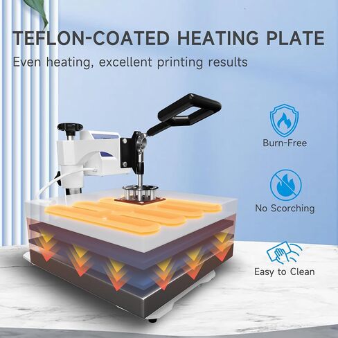 15" x 15" Heat Press Machine - 360 Degree Rotating T-Shirt Press Machine - 6 in 1 Heat Transfer Machine for T-Shirts, Mugs, Hats, Plates in Saudi Arabia