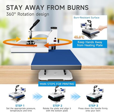 15" x 15" Heat Press Machine - 360 Degree Rotating T-Shirt Press Machine - 6 in 1 Heat Transfer Machine for T-Shirts, Mugs, Hats, Plates in Saudi Arabia