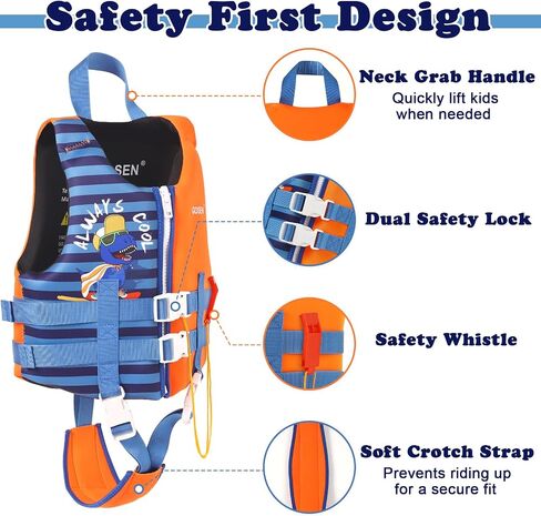 GOSEN Toddler Swim Vest Kids Floaties - Swim Jacket for 1-8 Years (24-80LBS) - Children Pool Float with Dual Adjustable Safety Straps, Swimming Aid for Boys and Girls in Saudi Arabia