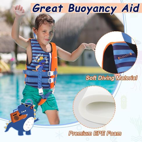 GOSEN Toddler Swim Vest Kids Floaties - Swim Jacket for 1-8 Years (24-80LBS) - Children Pool Float with Dual Adjustable Safety Straps, Swimming Aid for Boys and Girls in Saudi Arabia
