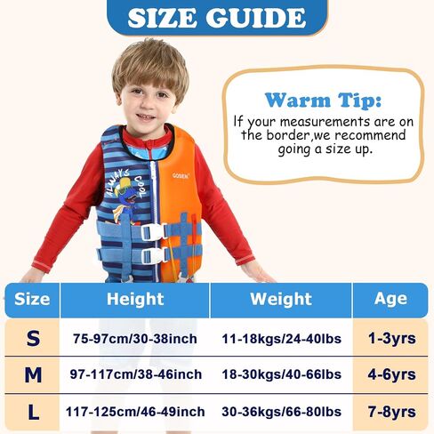 GOSEN Toddler Swim Vest Kids Floaties - Swim Jacket for 1-8 Years (24-80LBS) - Children Pool Float with Dual Adjustable Safety Straps, Swimming Aid for Boys and Girls in Saudi Arabia