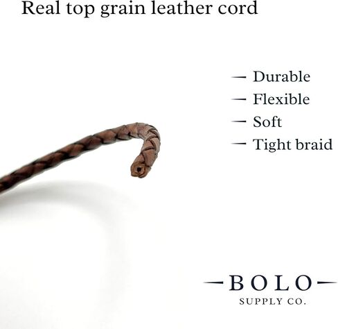 Premium Braided Leather Cord for Jewelry Making, Bracelets, Necklaces & Bolo Ties – Genuine Leather, Flexible, Durable & Soft – Ideal for Craft Projects (Black, 6 ft, 4mm) in Saudi Arabia