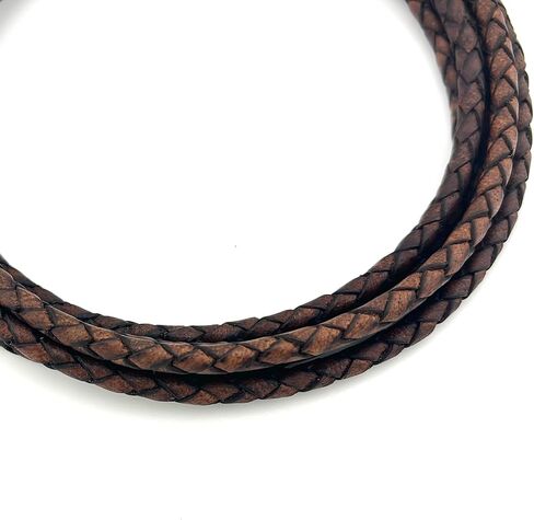 Premium Braided Leather Cord for Jewelry Making, Bracelets, Necklaces & Bolo Ties – Genuine Leather, Flexible, Durable & Soft – Ideal for Craft Projects (Black, 6 ft, 4mm) in Saudi Arabia