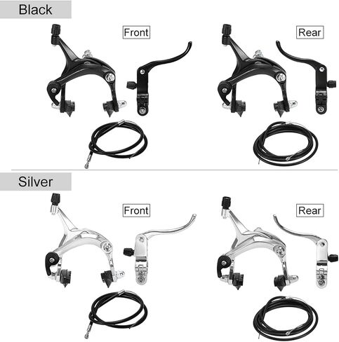 Hxber Front/الخلفية Fixie Bike Brake Kit Road Bike Cruiser Cruiser Set Bike Bike Piper Brake Kit Side Side Side ، Silver in Saudi Arabia