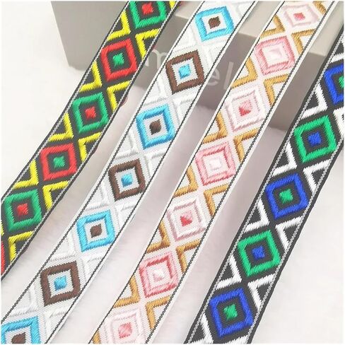 Nylon Webbing Belt，Heavy Cotton Webbing， 5 Yards 20mm Shining Candy Color Woven Embroidered Jacquard Ribbons Decoration Silky Webbing for Pet Collars, Bags and Clothes Webbing Strap(GS07 20mm 5Yards) in Kuwait