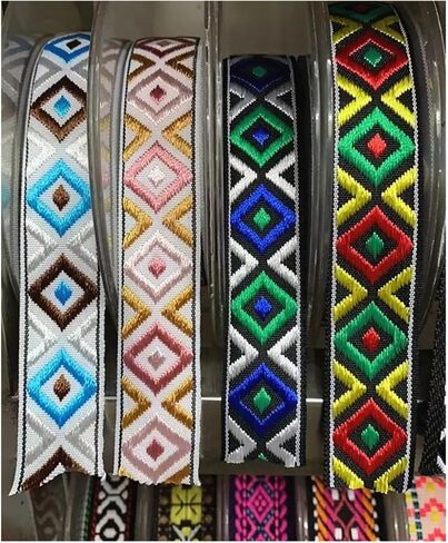 Nylon Webbing Belt，Heavy Cotton Webbing， 5 Yards 20mm Shining Candy Color Woven Embroidered Jacquard Ribbons Decoration Silky Webbing for Pet Collars, Bags and Clothes Webbing Strap(GS07 20mm 5Yards) in Kuwait