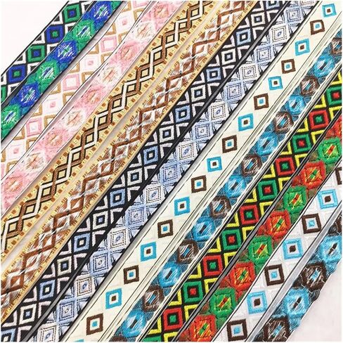 Nylon Webbing Belt，Heavy Cotton Webbing， 5 Yards 20mm Shining Candy Color Woven Embroidered Jacquard Ribbons Decoration Silky Webbing for Pet Collars, Bags and Clothes Webbing Strap(GS07 20mm 5Yards) in Kuwait