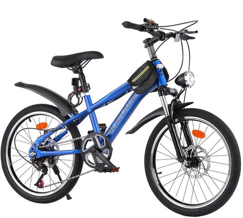 Kids Bike for Boys & Girls Ages 7–12, 20/24 Inch Mountain Bicycle with 7-Speed Gear, Dual Disc Brakes, Suspension Fork, LED Headlight – Youth Bike for Outdoor Riding in Saudi Arabia