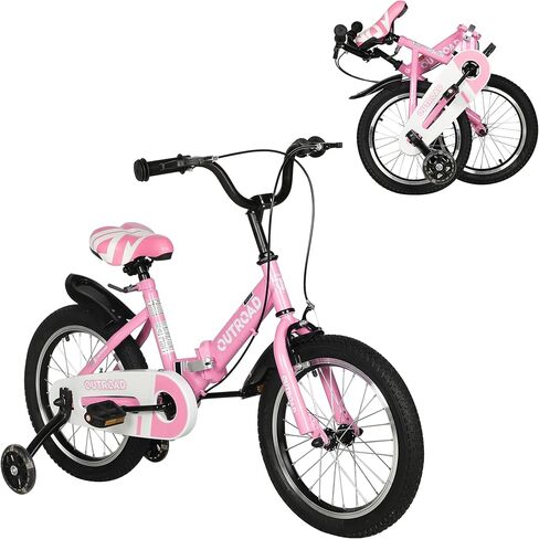 دراجة أطفال Suncrown Kids ، 14 16 18 بوصة دراجة أطفال ، دراجة طفل قابلة للطي للأولاد والبنات الذين تتراوح أعمارهم بين 3 و 10 سنوات مع عجلة تدريب إضاءة فلاش in Kuwait