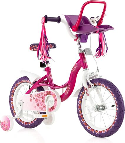 Baby Joy Kids Bike ، 12 14 16 18 بوصة أطفال دراجة مع عجلات تدريب قابلة للفصل ، سلة تخزين ، مقعد ومقبض قابل للتعديل ، القوس أو اللافتة ، دراجة الفتيات لمدة 3-8 سنوات in Kuwait