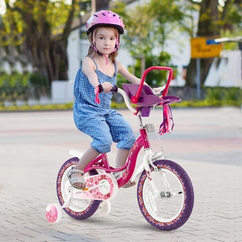 Baby Joy Kids Bike ، 12 14 16 18 بوصة أطفال دراجة مع عجلات تدريب قابلة للفصل ، سلة تخزين ، مقعد ومقبض قابل للتعديل ، القوس أو اللافتة ، دراجة الفتيات لمدة 3-8 سنوات in Kuwait