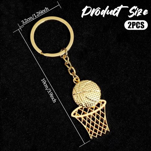 2 PCS Basketball Keychain, Metal Basketball Hoop Keychain, Gold Basketball Keychains Sliver Sports Keychains Mini Cute Backpack Keychain for Men Boys Birthday Gifts in Saudi Arabia