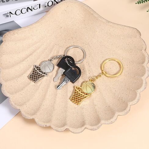 2 PCS Basketball Keychain, Metal Basketball Hoop Keychain, Gold Basketball Keychains Sliver Sports Keychains Mini Cute Backpack Keychain for Men Boys Birthday Gifts in Saudi Arabia