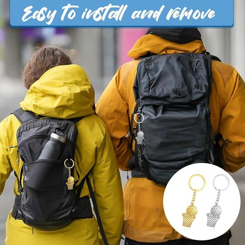 2 PCS Basketball Keychain, Metal Basketball Hoop Keychain, Gold Basketball Keychains Sliver Sports Keychains Mini Cute Backpack Keychain for Men Boys Birthday Gifts in Saudi Arabia