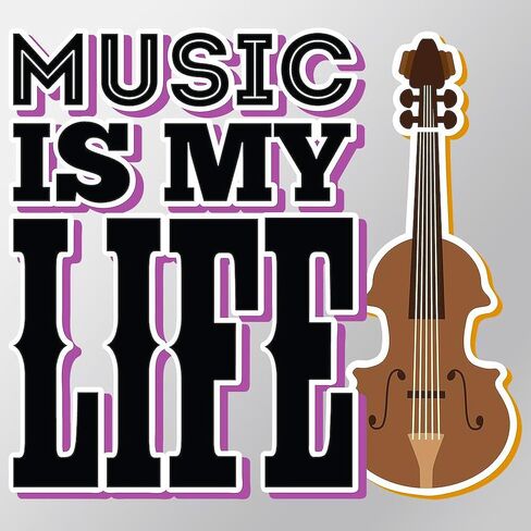 CafePress Viola Cello Music Life Medium Die Cut Sticker, 5.75" x 5.75" Clear in Saudi Arabia