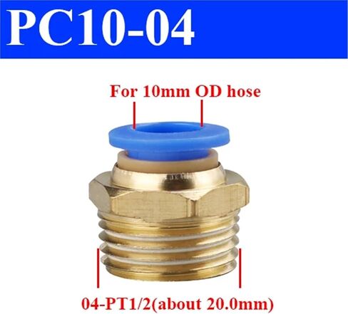PC Air Pneumatic Fitting Quick Connector 4mm-12mm Male Thread 1/8 1/4 3/8 1/2 For Air Compressor Hose Tube Pipe 1Pcs(PC10-04) in Kuwait