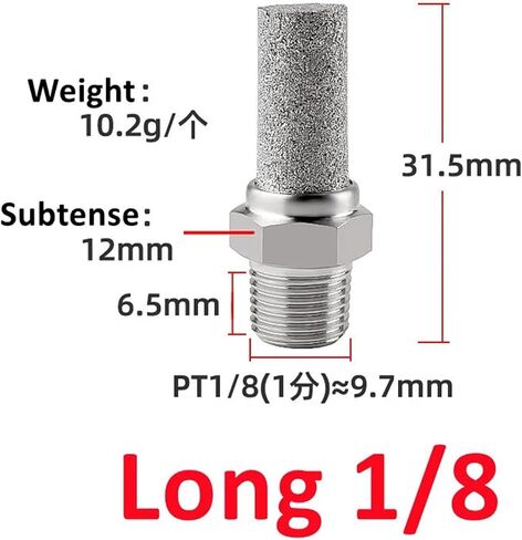 Muffler With Flat End And Pointed End BSL G1/8 G1/4 G3/8 1/2" Pneumatic Air Silencer Exhaust Muffler 1Pcs(Long 1l8) in Saudi Arabia