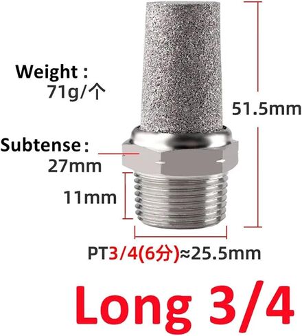 Muffler With Flat End And Pointed End BSL G1/8 G1/4 G3/8 1/2" Pneumatic Air Silencer Exhaust Muffler 1Pcs(Long 1l8) in Saudi Arabia