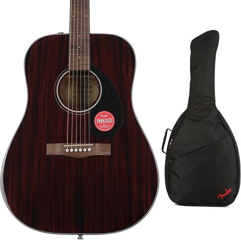 Fender CD-60S Mahogany 6-String Acoustic Guitar Bundle with Gig Bag - All-Mahogany Build, Walnut Fingerboard, Padded Case Included - Natural Finish in Saudi Arabia