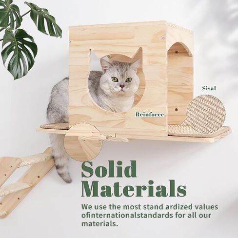 Wall Mounted Cat Tree - 7 PCS Cat Wall Shelves & Perches with Tall Sisal Scratching Posts, Wall Mount Cat Climbing Tree & Space-Saving Furniture for Indoor Cats to Climb, Scratch & Lounge in Saudi Arabia