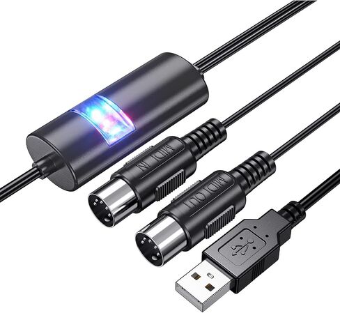 MIDI USB Interface Cable Adapter With Input & Output for Piano Keyboard/Synthesizer, Professional Recording & Editing on Windows/Mac, Black (6.5Ft) in Saudi Arabia