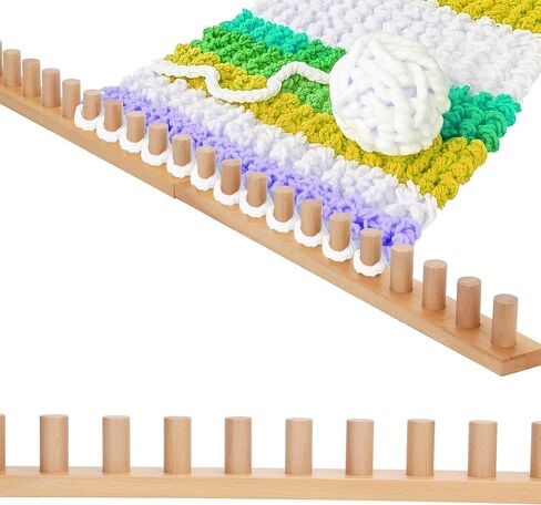 Sienson 48" Chunky Knitting Loom for Blanket Making – Foldable Wood Frame, Portable DIY Hand Knitting Kit for Beginners, Reusable Blanket Loom for Bulky Yarn Crafts & Gifts in Kuwait