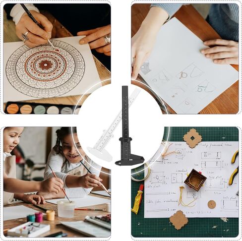Amosfun 2pcs عالية الدقة الفرجار البلاستيكية الزاوية زاوية مقياس انزلاق لزاوية النجارة المحمولة أداة قياس رأس مزدوجة in Saudi Arabia