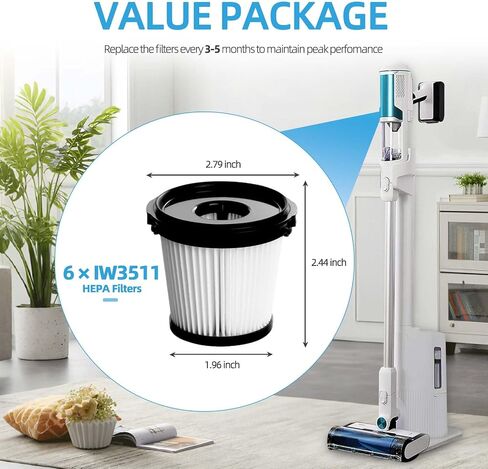 6 Pack IW3511 BU3521 Filter Replacements for Shark Detect Pro IW3511 IW1111 IW1120 Lightweight Cordless Stick Vacuum, for Shark BU3523 Cleaner with Auto-Empty System, Part XPRFIW1000 in Saudi Arabia